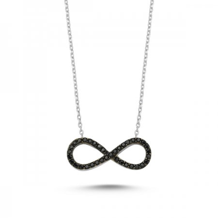 Colier argint 925 rodiat cu simbolul infinit si zirconii negre - Infinite You CTU0036 [0]
